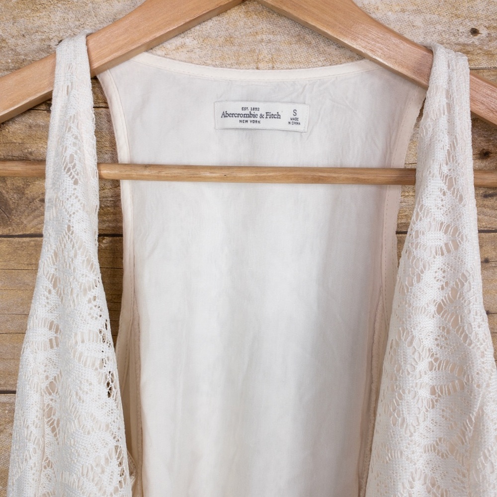 Abercrombie & Fitch Lace Wrap Dress Ivory Small - Picture 2 of 8